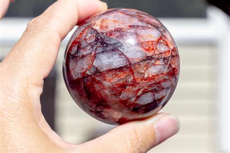 錦鯉膠花五行|紅膠花水晶｜錦鯉水晶｜火晶｜Red Hematoid Quartz 